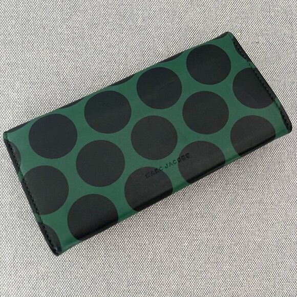 MARC JACOBS Green/Black Polka Dot Wallet Lambskin RARE Runway 2011 - Picture 6 of 7